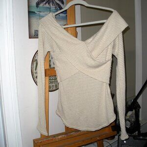 Free People cream Classy off the shoulder lightweight top SZ L